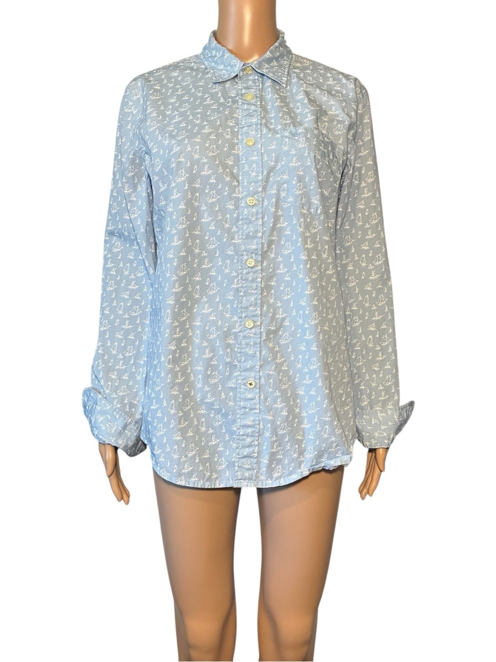 Dockers Women's Shirt Size S/P Slim Fit 100% Cotton Button Down Coastal Poplin